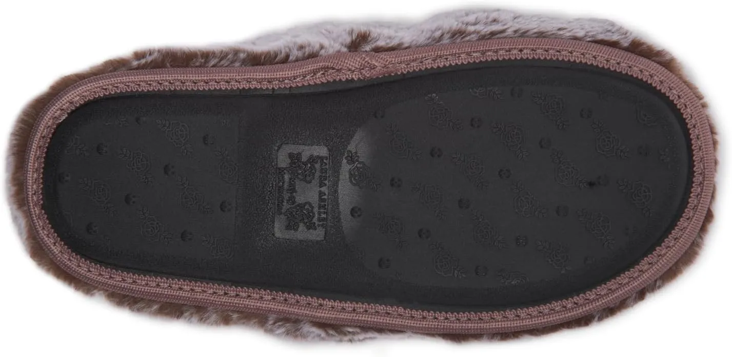 Laura Ashley Ladies Plush A-line Slipper Memory Foam Insole, Closed Toe, Backless Design Lightweight & Durable