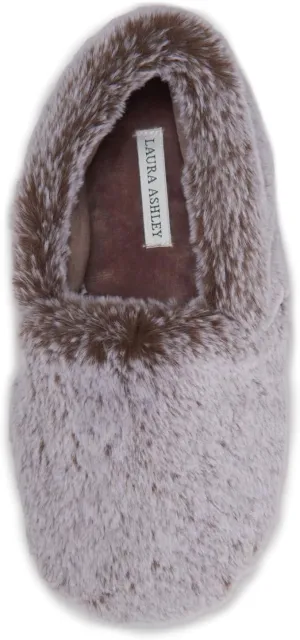 Laura Ashley Ladies Plush A-line Slipper Memory Foam Insole, Closed Toe, Backless Design Lightweight & Durable