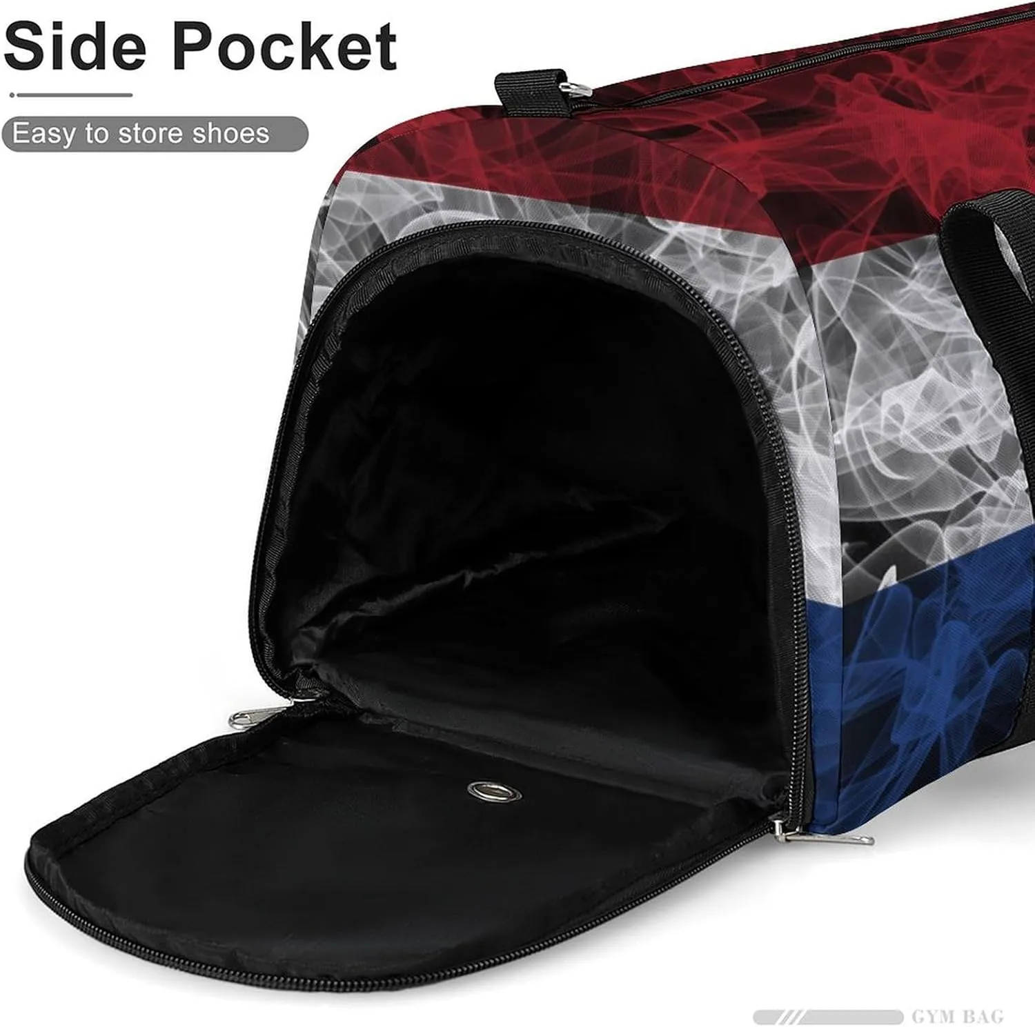 Lightweight Netherlands Flag Smoke Style Duffle Bag with Shoe Compartment and Wet Pocket for Gym