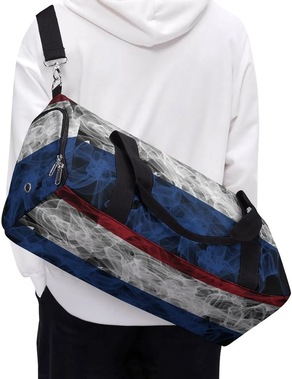 Lightweight Netherlands Flag Smoke Style Duffle Bag with Shoe Compartment and Wet Pocket for Gym