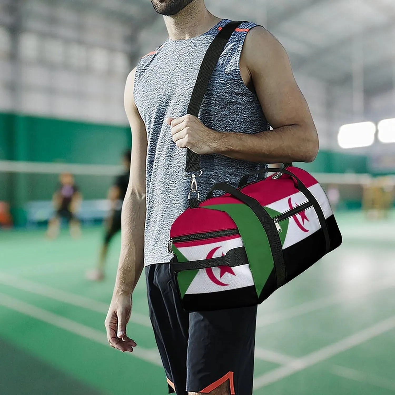 Lightweight Western Sahara Flag Sports Duffel Bag for Men Women Shoe Compartment