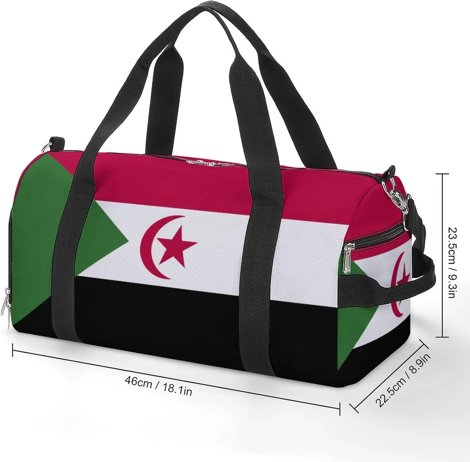Lightweight Western Sahara Flag Sports Duffel Bag for Men Women Shoe Compartment