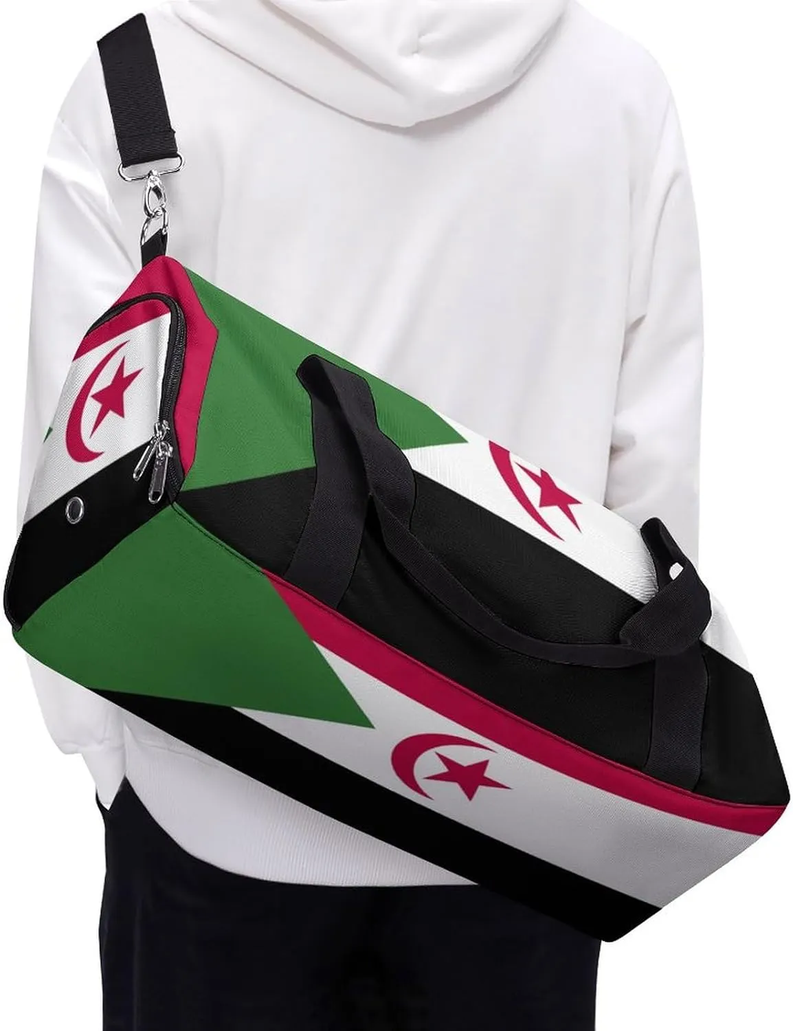 Lightweight Western Sahara Flag Sports Duffel Bag for Men Women Shoe Compartment