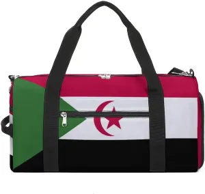 Lightweight Western Sahara Flag Sports Duffel Bag for Men Women Shoe Compartment
