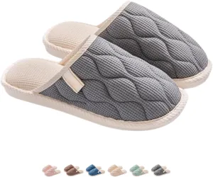 Linen House Slippers Indoor Lightweight Soft Sole Bedroom Slippers Shoes Couple Home Slippers Non-Slip Plush Cotton Autumn Slippers Slides Winter Warm Slippers for Women Men