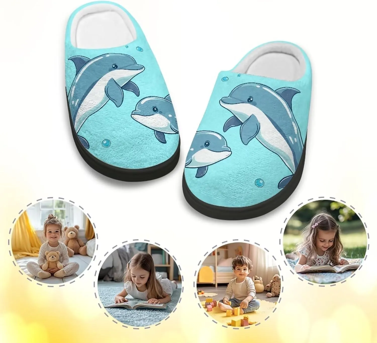 Little Kids Boys Girls House Slippers Soft Cotton Indoor Shoes Lightweight Fuzzy Winter Slippers for Walking Size 9-15 Black Sole