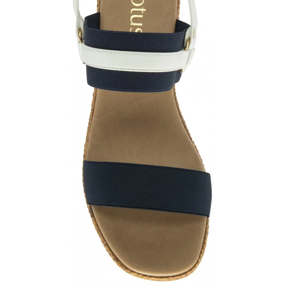 Lotus Lilliana Women's Open Toe Summer Wedge Sandal Navy