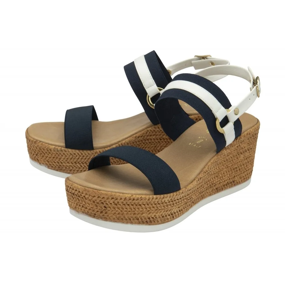 Lotus Lilliana Women's Open Toe Summer Wedge Sandal Navy