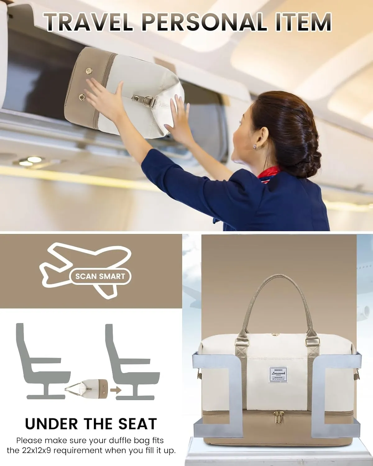 LOVEVOOK Travel Bag Weekender Bags for Women, Carry on Overnight Bag with Shoe Compartment,Duffle Bag with Laptop Pocket,Hospital Bag for Labor Delivery,Gym Tote Bag with Toiletry Bag
