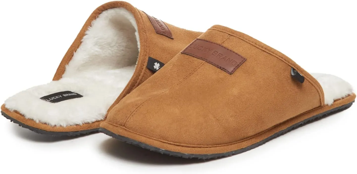Lucky Brand Micro-Suede Scuff Indoor Slippers for Men with Plush Lining