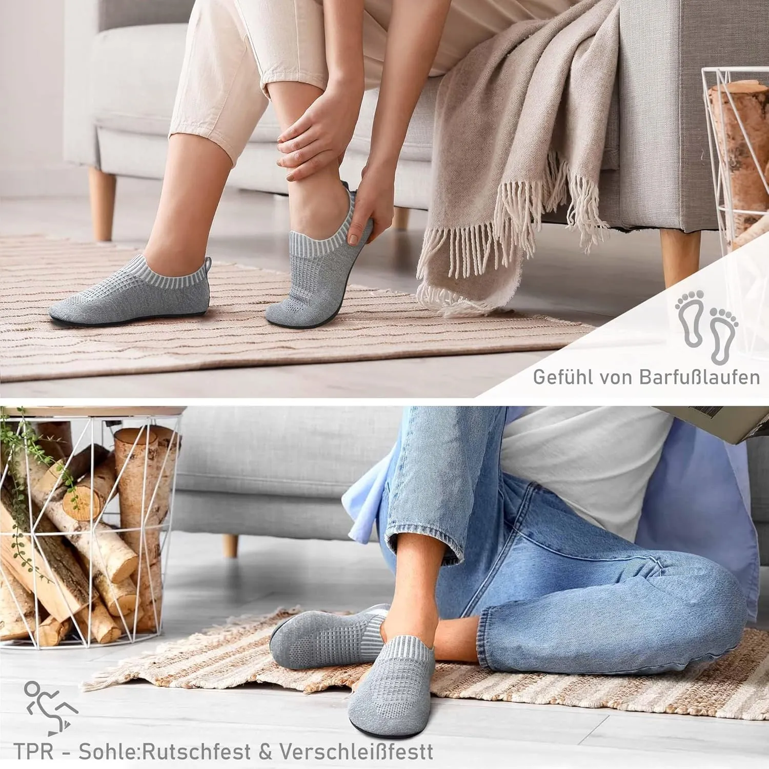 Lucky Sign House Slippers for Mens Womens, Lightweight Non-Slip Home Sock Shoes Rubber Sole Yoga Shoes Indoor Outdoor