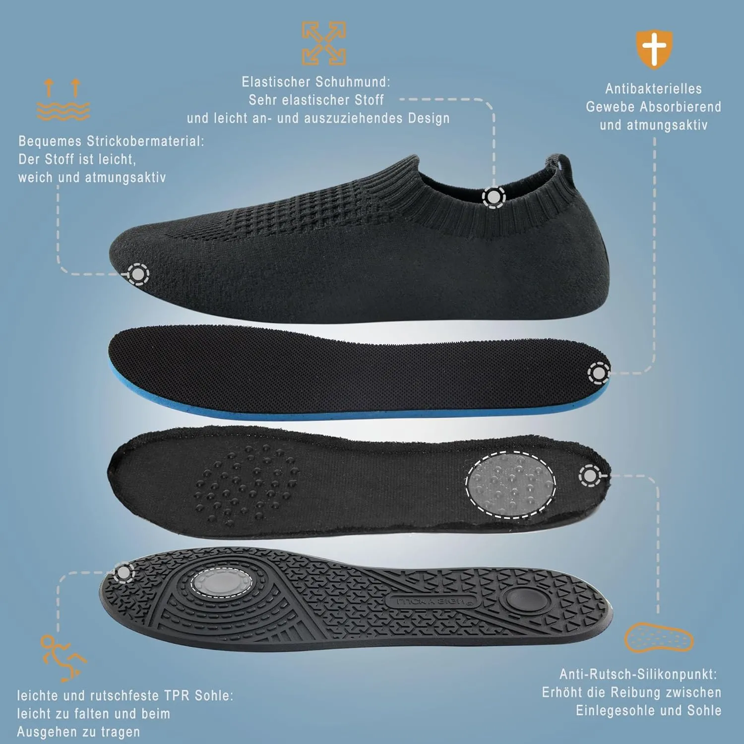 Lucky Sign House Slippers for Mens Womens, Lightweight Non-Slip Home Sock Shoes Rubber Sole Yoga Shoes Indoor Outdoor