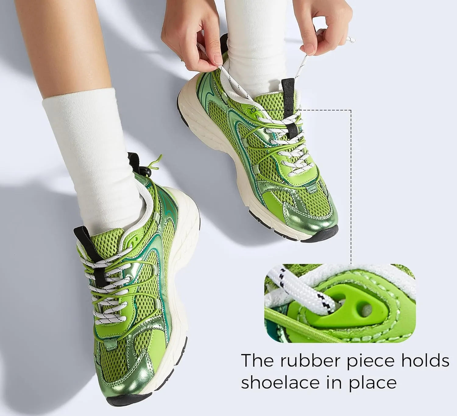 LUCKY STEP Women's Fashion Walking Shoes Running Platform Mesh Casual Sport Gym Work Adjustable Lace Lifestyle Stylish Trendy Athletic Tennis Shoes