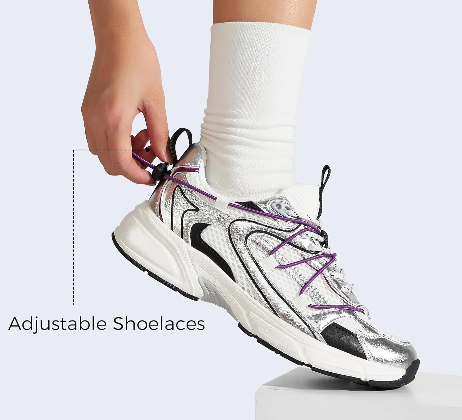 LUCKY STEP Women's Fashion Walking Shoes Running Platform Mesh Casual Sport Gym Work Adjustable Lace Lifestyle Stylish Trendy Athletic Tennis Shoes