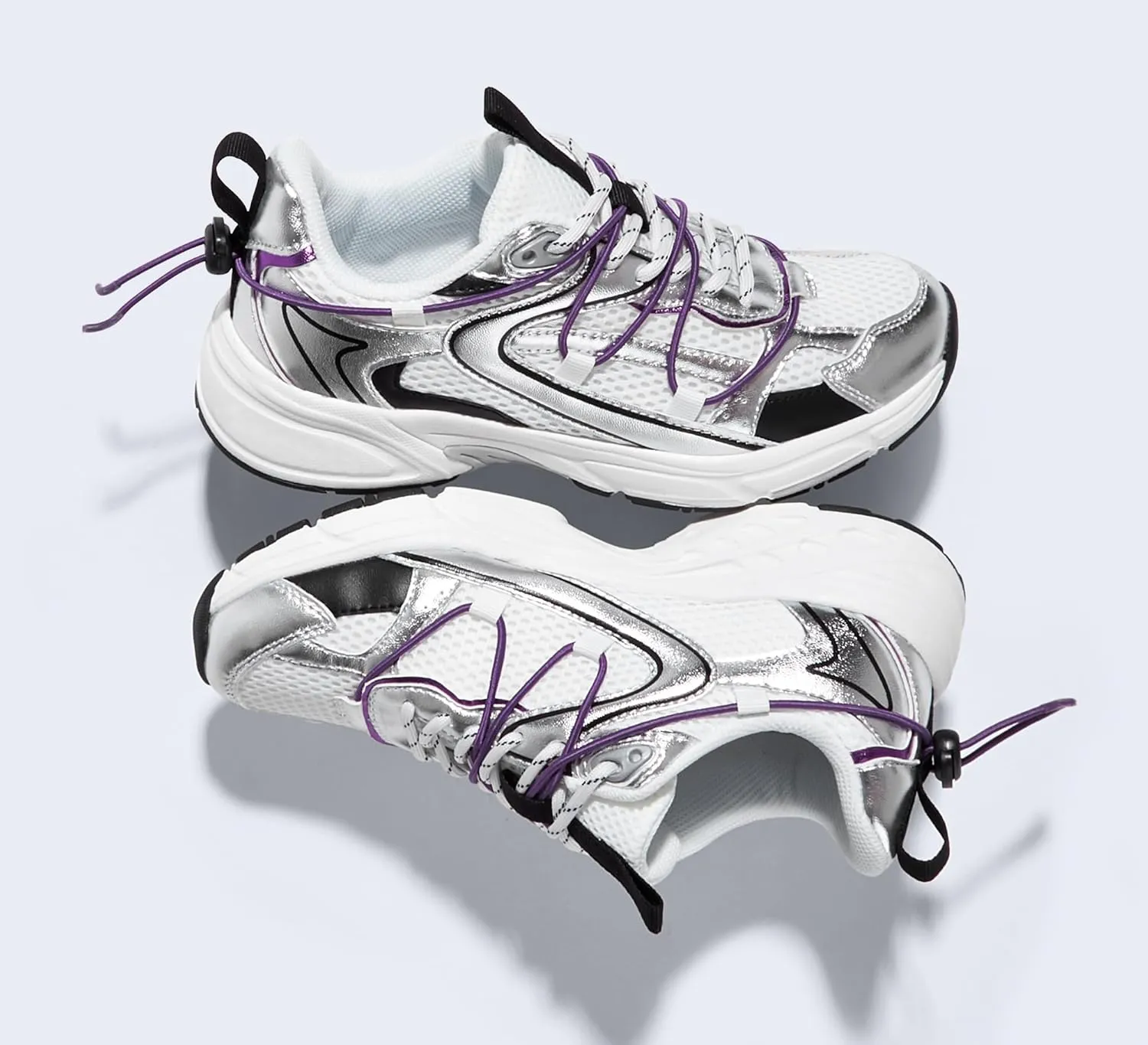 LUCKY STEP Women's Fashion Walking Shoes Running Platform Mesh Casual Sport Gym Work Adjustable Lace Lifestyle Stylish Trendy Athletic Tennis Shoes