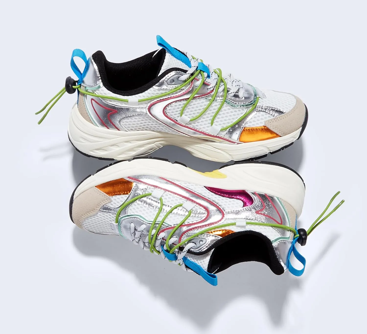 LUCKY STEP Women's Fashion Walking Shoes Running Platform Mesh Casual Sport Gym Work Adjustable Lace Lifestyle Stylish Trendy Athletic Tennis Shoes