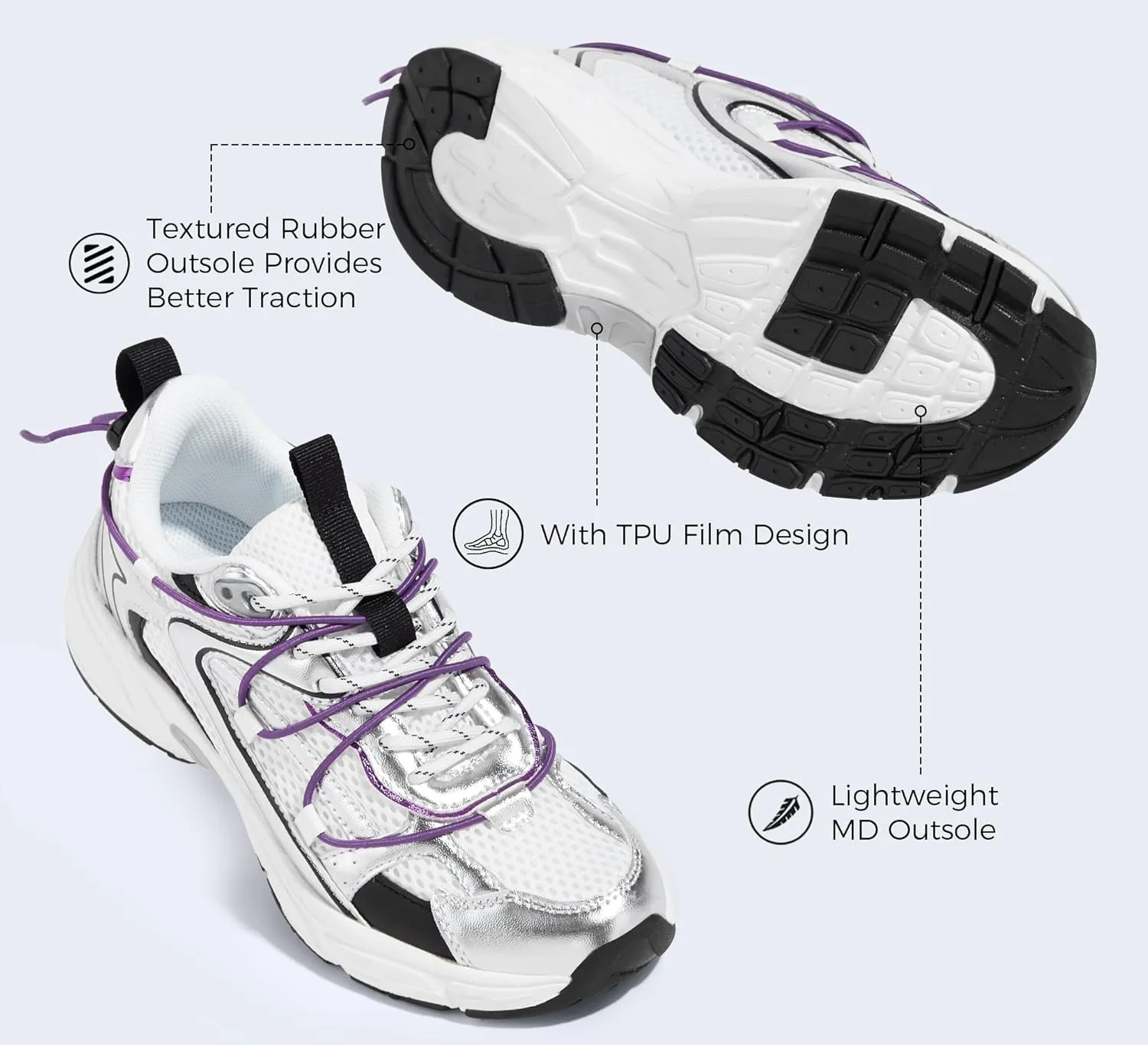 LUCKY STEP Women's Fashion Walking Shoes Running Platform Mesh Casual Sport Gym Work Adjustable Lace Lifestyle Stylish Trendy Athletic Tennis Shoes