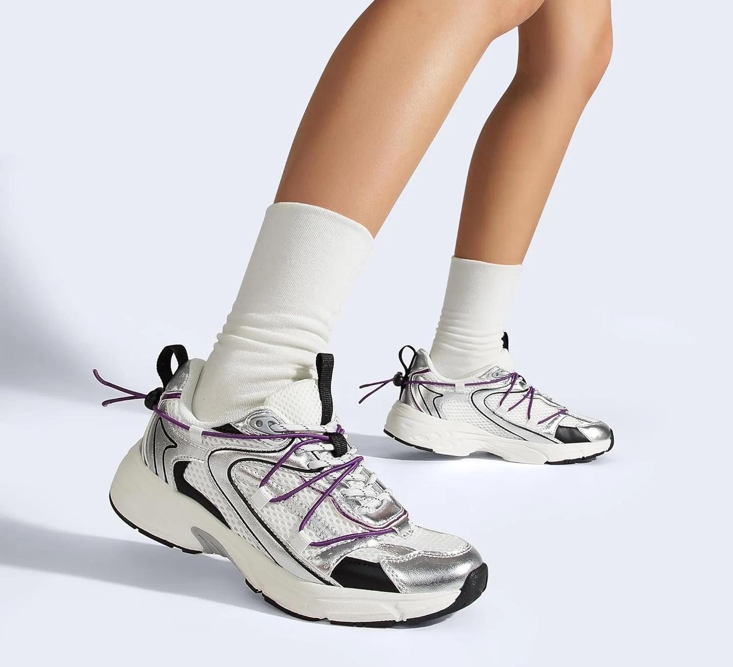 LUCKY STEP Women's Fashion Walking Shoes Running Platform Mesh Casual Sport Gym Work Adjustable Lace Lifestyle Stylish Trendy Athletic Tennis Shoes