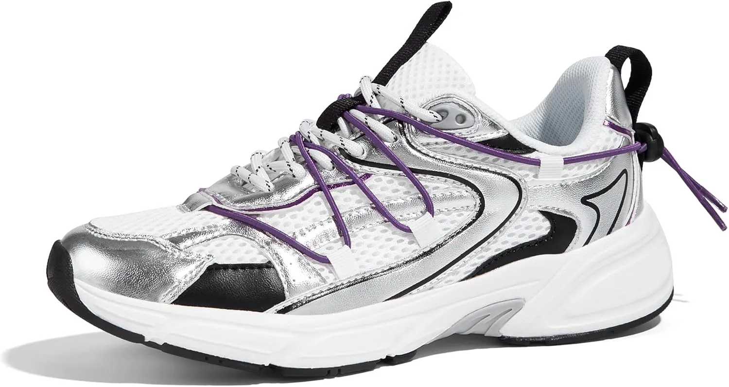 LUCKY STEP Women's Fashion Walking Shoes Running Platform Mesh Casual Sport Gym Work Adjustable Lace Lifestyle Stylish Trendy Athletic Tennis Shoes