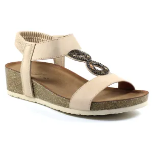 Lunar Barwell Women's T Bar Wedge Sandal Beige