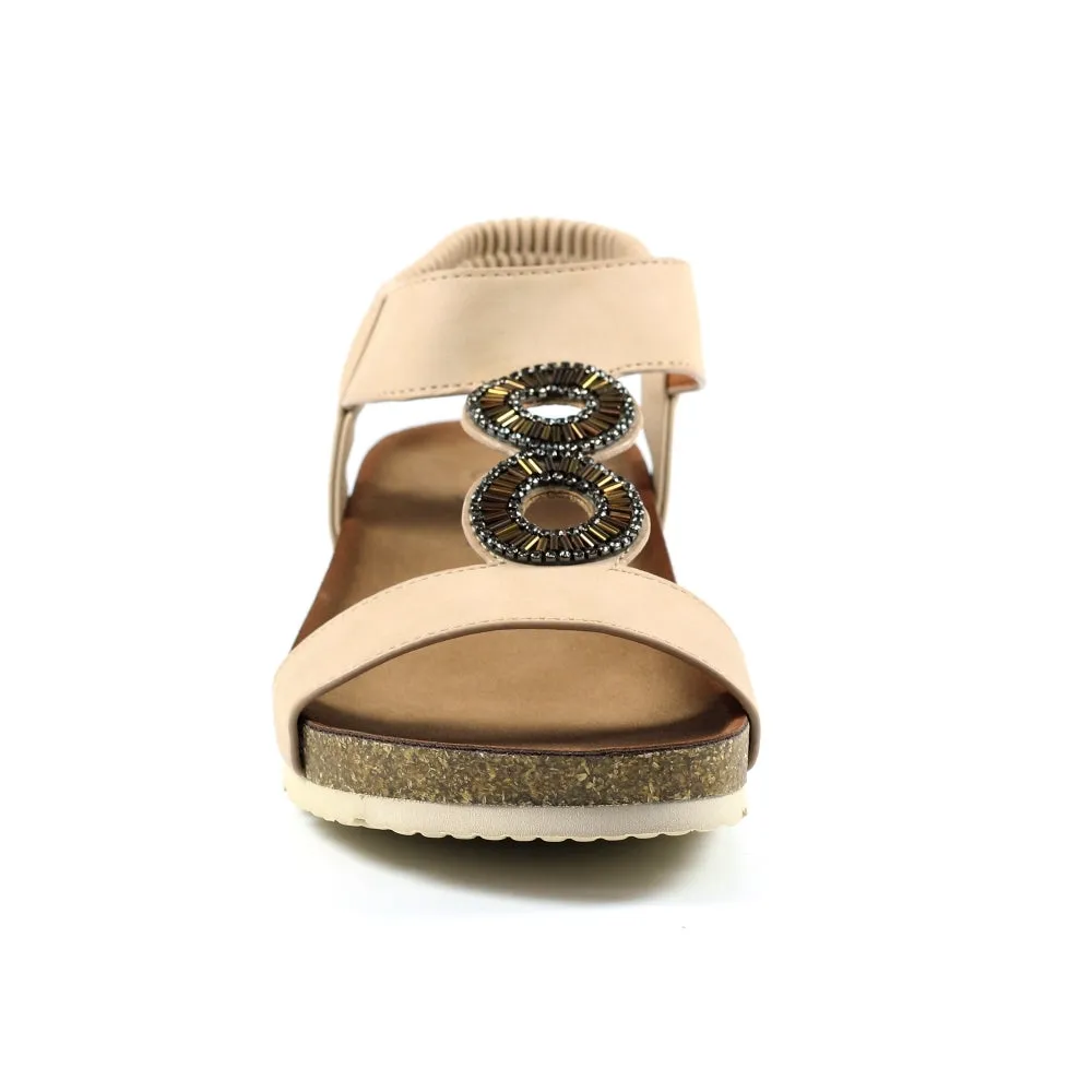 Lunar Barwell Women's T Bar Wedge Sandal Beige