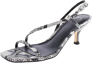 Marc Fisher Ltd. Women's Gove Strappy Snake-Embossed Kitten-Heel Sandals NATURAL MULTI LEATHER 8.5M