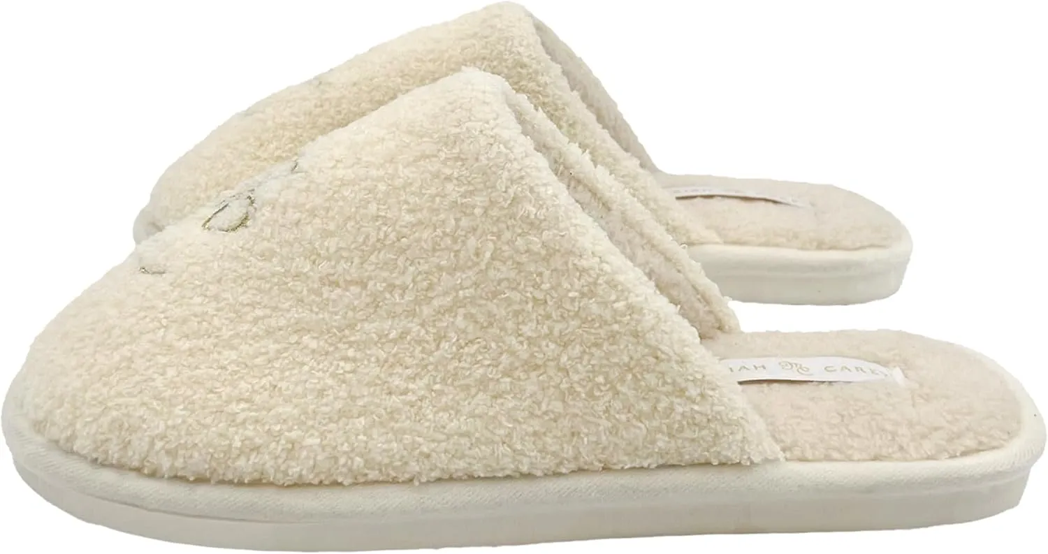 Mariah Carey Unisex Official Fuzzy Christmas Slippers, White, 9-10 US Men