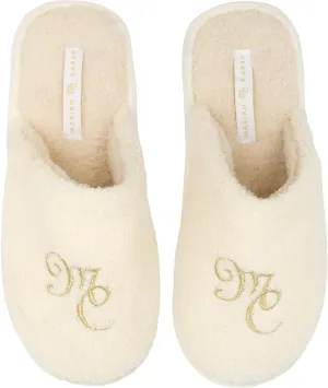 Mariah Carey Unisex Official Fuzzy Christmas Slippers, White, 9-10 US Men