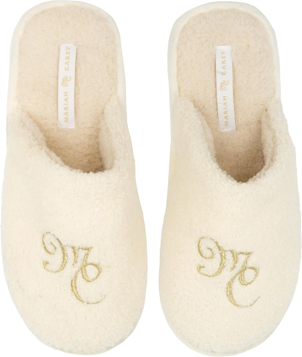 Mariah Carey Unisex Official Fuzzy Christmas Slippers, White, 9-10 US Men