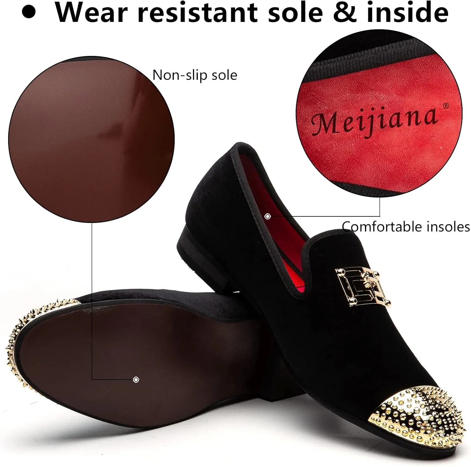 Meijiana Men's Loafers Velvet Shoes Metal Eagle Buckle Wedding Party Smoking Slipper Dress Loafers Shoes for Men