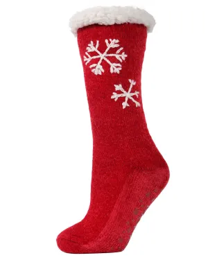 MEMOI MZP05411 SWEET SNOWFLAKE PLUSH LINED SLIPPER SOCK