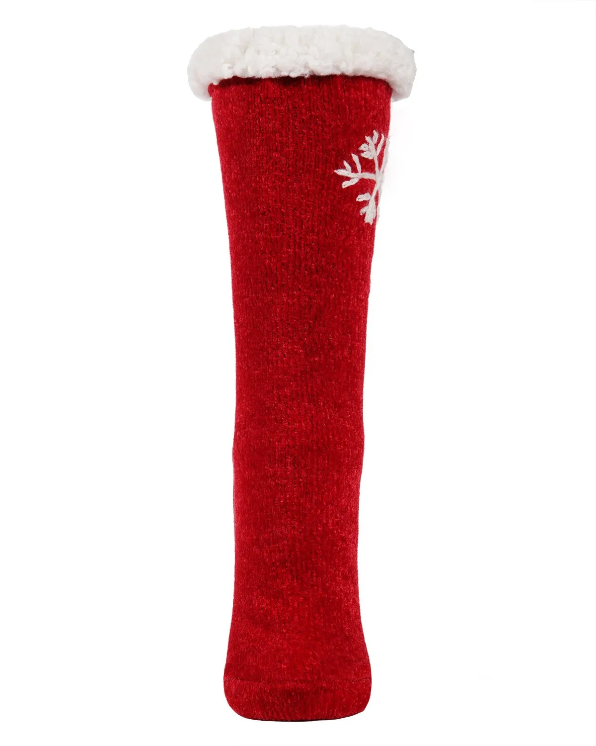 MEMOI MZP05411 SWEET SNOWFLAKE PLUSH LINED SLIPPER SOCK