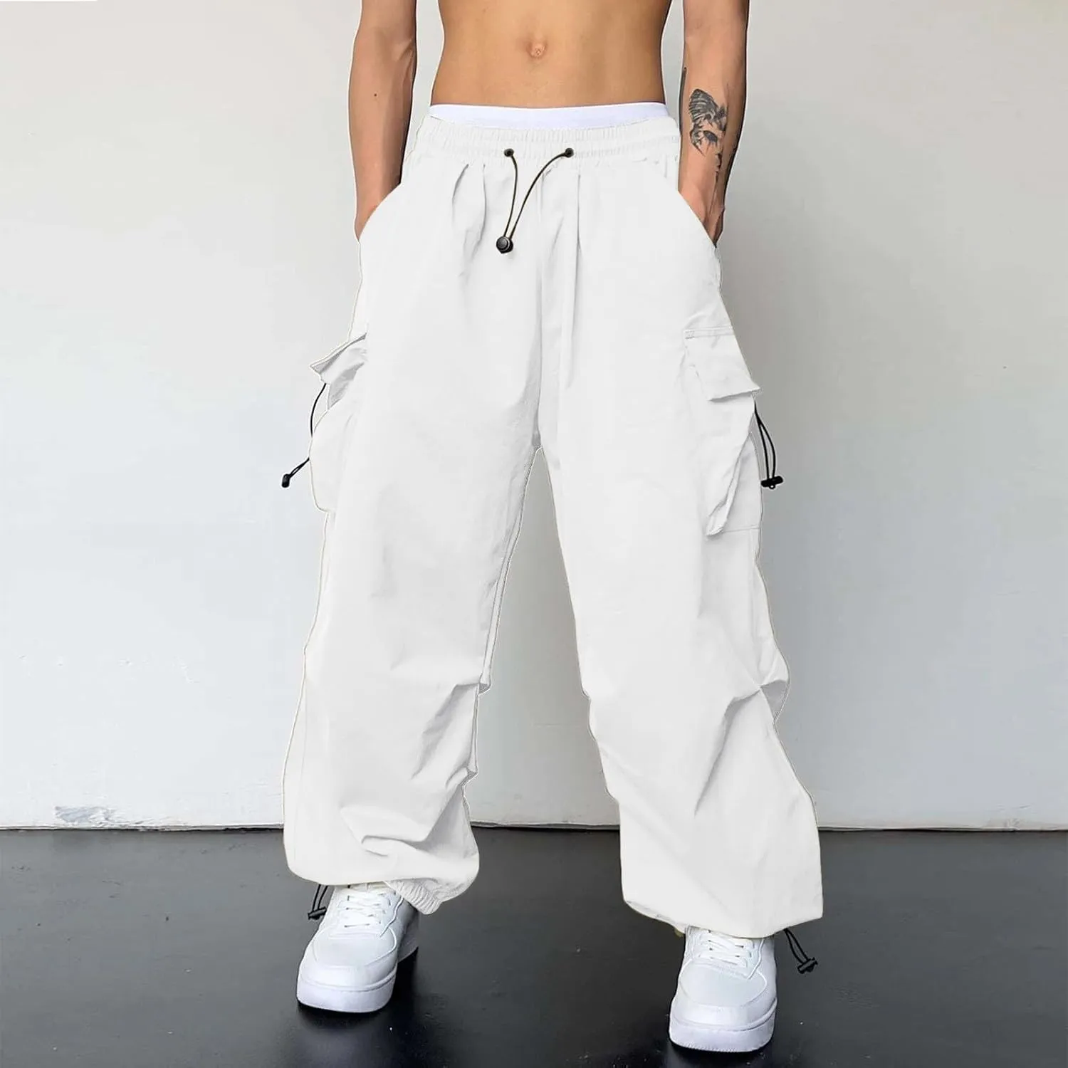 Men Cargo Combat Work Pant Gym Sports Jogger uflage Soft Jog Sweatpants Baggy Pant Drawstring Pull-On Pants