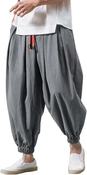 Men Cargo Combat Work Pant Yoga Jogger Summer Soft Sweat Pants Loose Open Hem Elastic Waist Lounge Pants