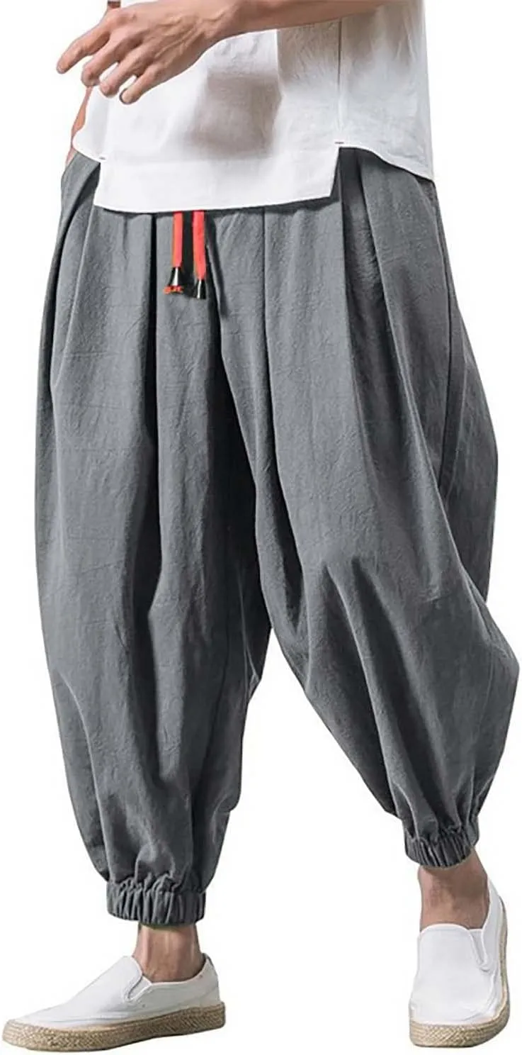 Men Cargo Combat Work Pant Yoga Jogger Summer Soft Sweat Pants Loose Open Hem Elastic Waist Lounge Pants