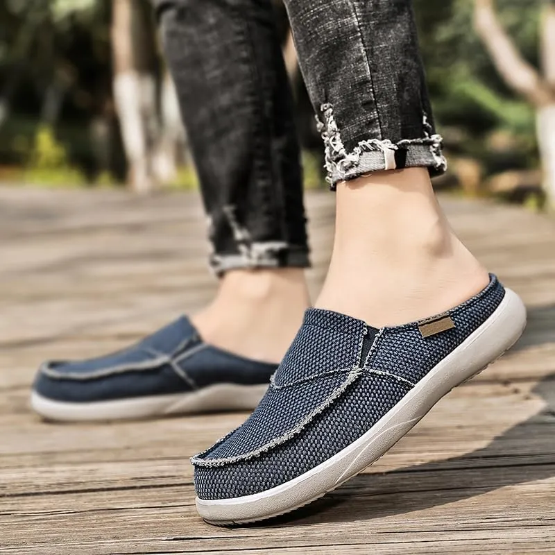 Mens Canvas Slippers Slip On Casual Loafers Shoes Outdoor Indoor House Slipper for Men Slide Clog