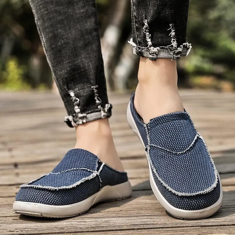 Mens Canvas Slippers Slip On Casual Loafers Shoes Outdoor Indoor House Slipper for Men Slide Clog