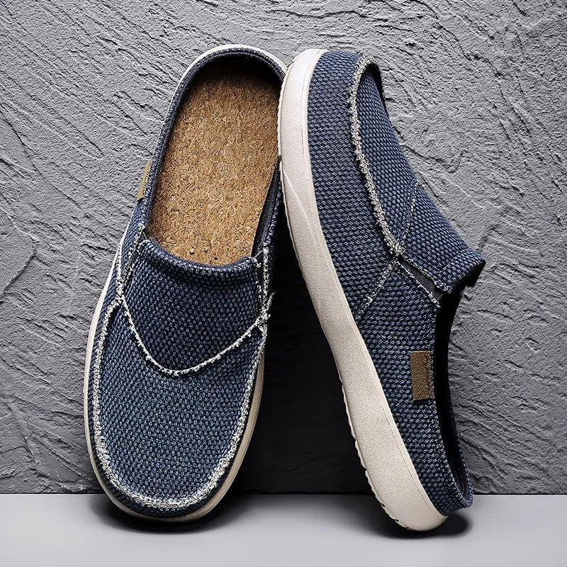 Mens Canvas Slippers Slip On Casual Loafers Shoes Outdoor Indoor House Slipper for Men Slide Clog
