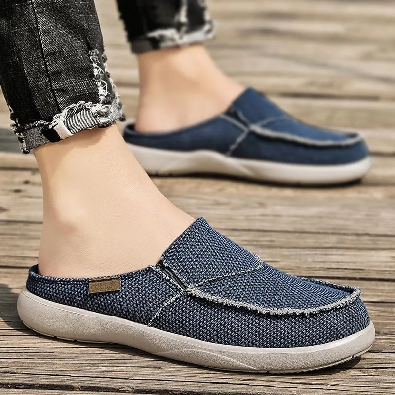 Mens Canvas Slippers Slip On Casual Loafers Shoes Outdoor Indoor House Slipper for Men Slide Clog