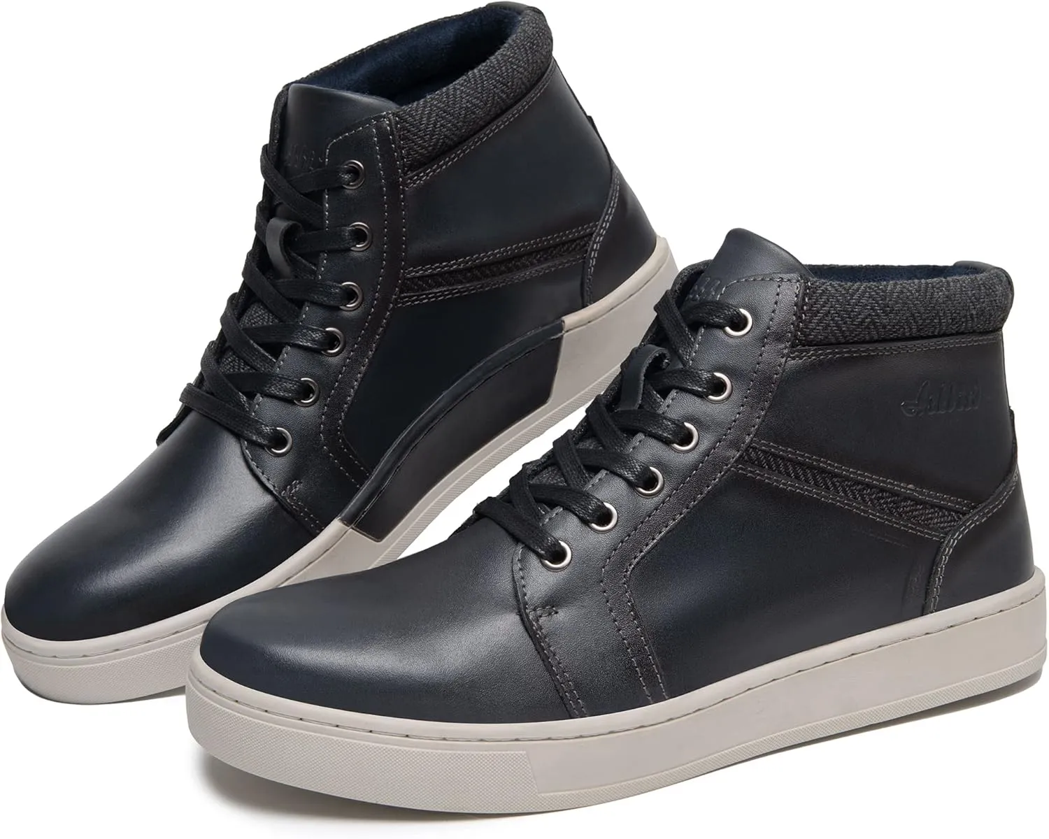Men's Casual Sneakers Mid Top Fashion Sneaker Lightweight Leather Shoe for Outdoor Walking