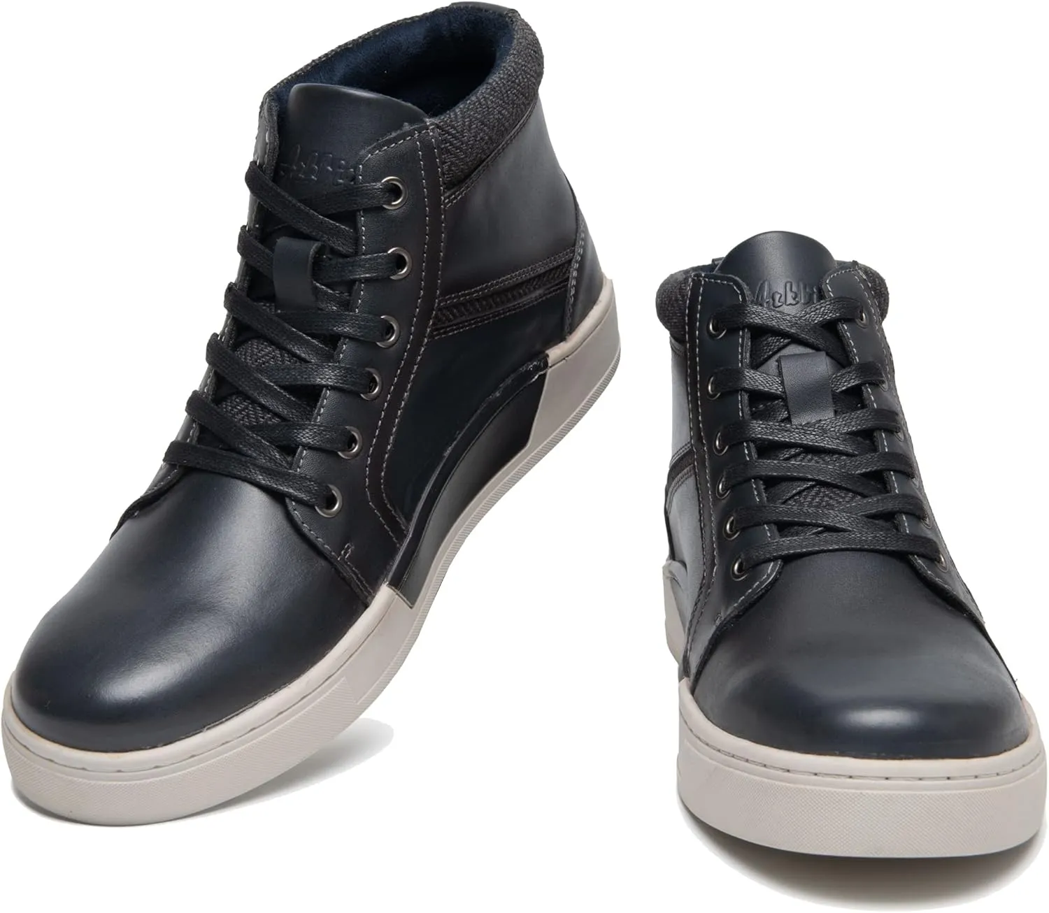 Men's Casual Sneakers Mid Top Fashion Sneaker Lightweight Leather Shoe for Outdoor Walking