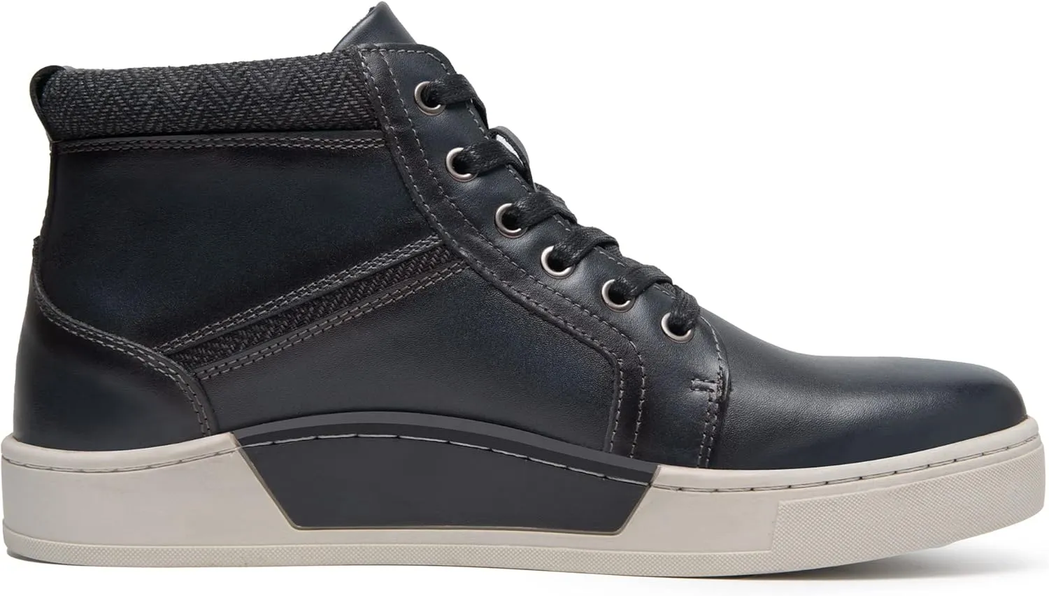 Men's Casual Sneakers Mid Top Fashion Sneaker Lightweight Leather Shoe for Outdoor Walking
