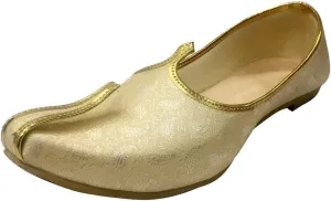 Mens Cream Gold Handmade Shoes Sherwani Shoes Achkan Shoes Etnic Mojri Khussa Juti