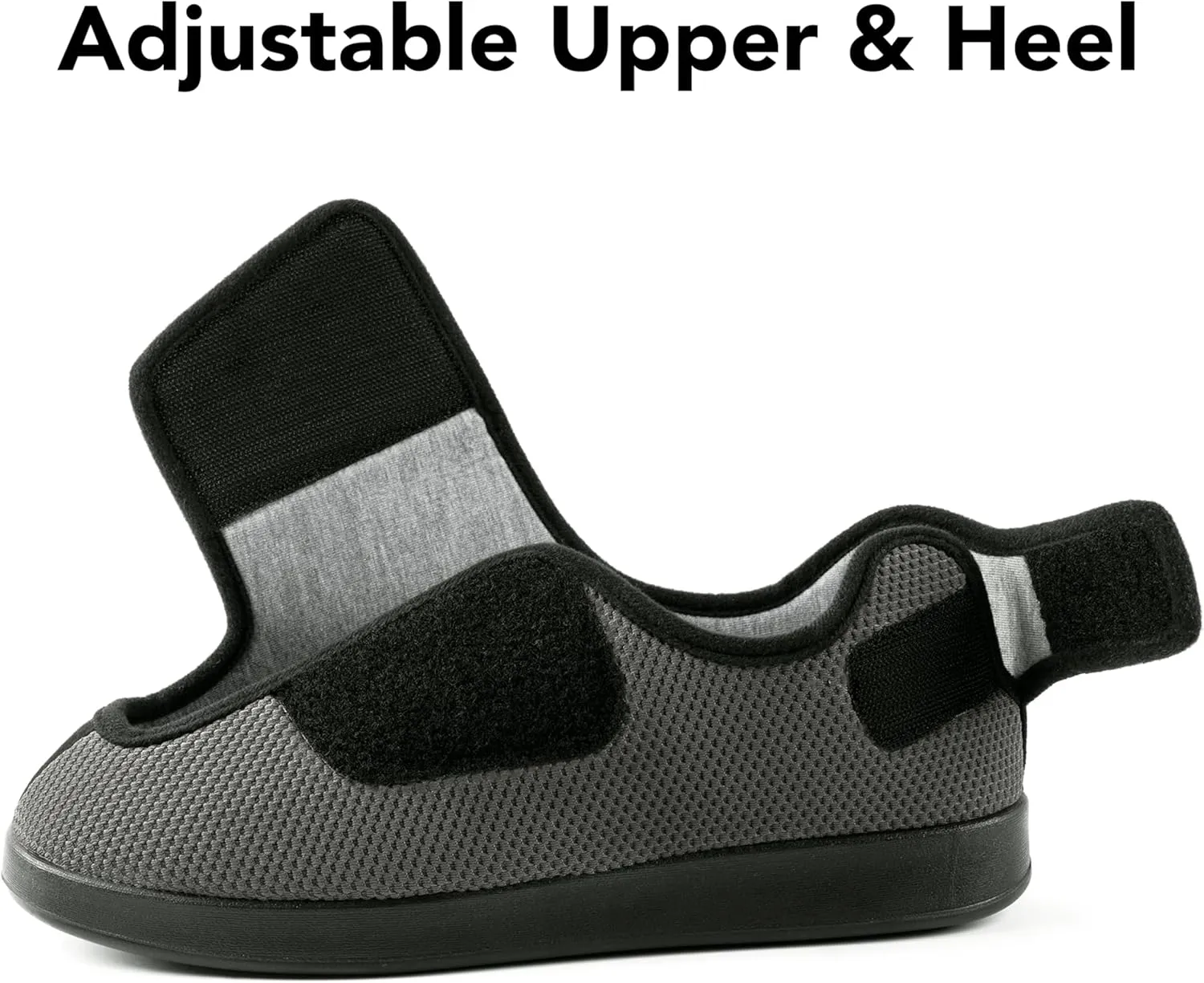 Men's Diabetic Wide Width Breathable Waffle Knit Adjustable Slipper with Anti-Slip Indoor Outdoor Sole