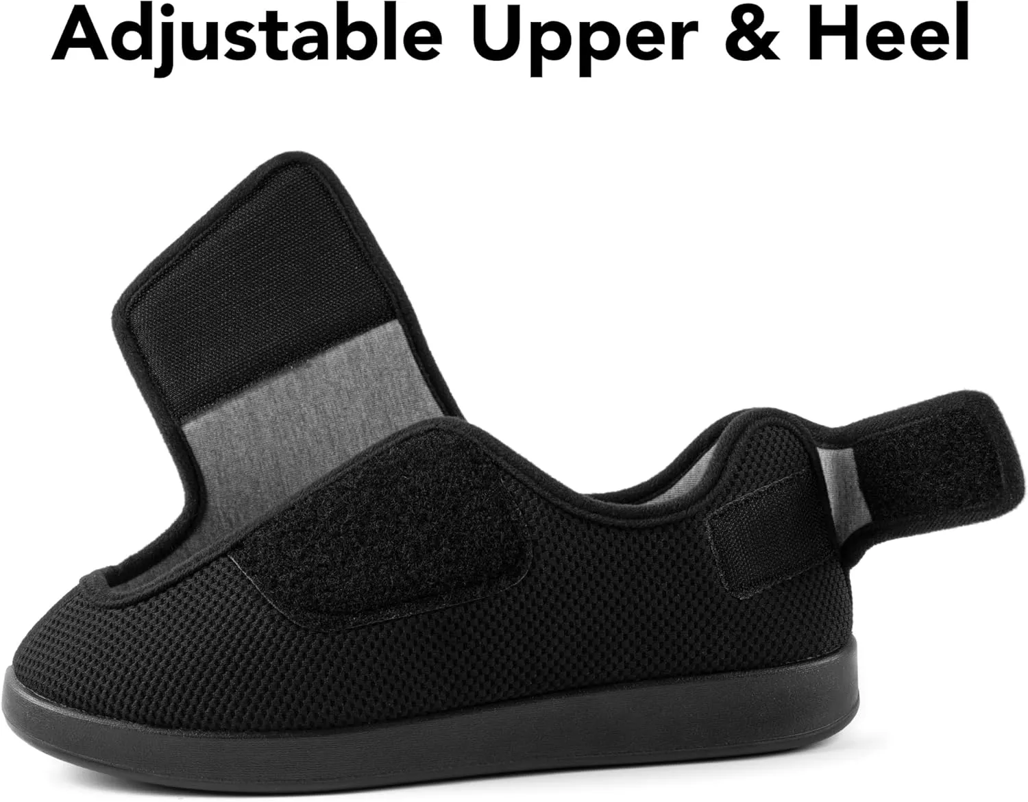 Men's Diabetic Wide Width Breathable Waffle Knit Adjustable Slipper with Anti-Slip Indoor Outdoor Sole