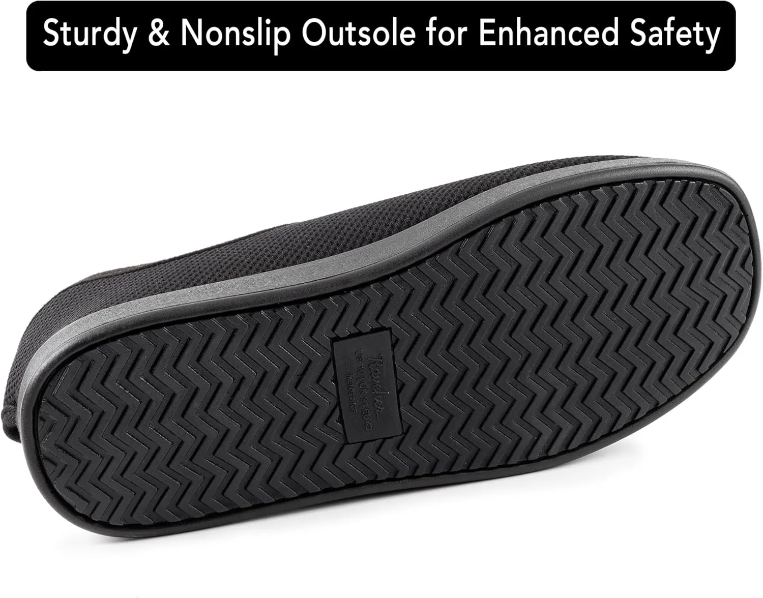 Men's Diabetic Wide Width Breathable Waffle Knit Adjustable Slipper with Anti-Slip Indoor Outdoor Sole