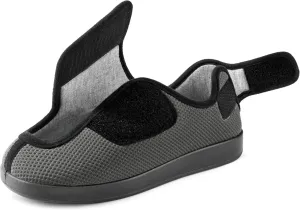 Men's Diabetic Wide Width Breathable Waffle Knit Adjustable Slipper with Anti-Slip Indoor Outdoor Sole
