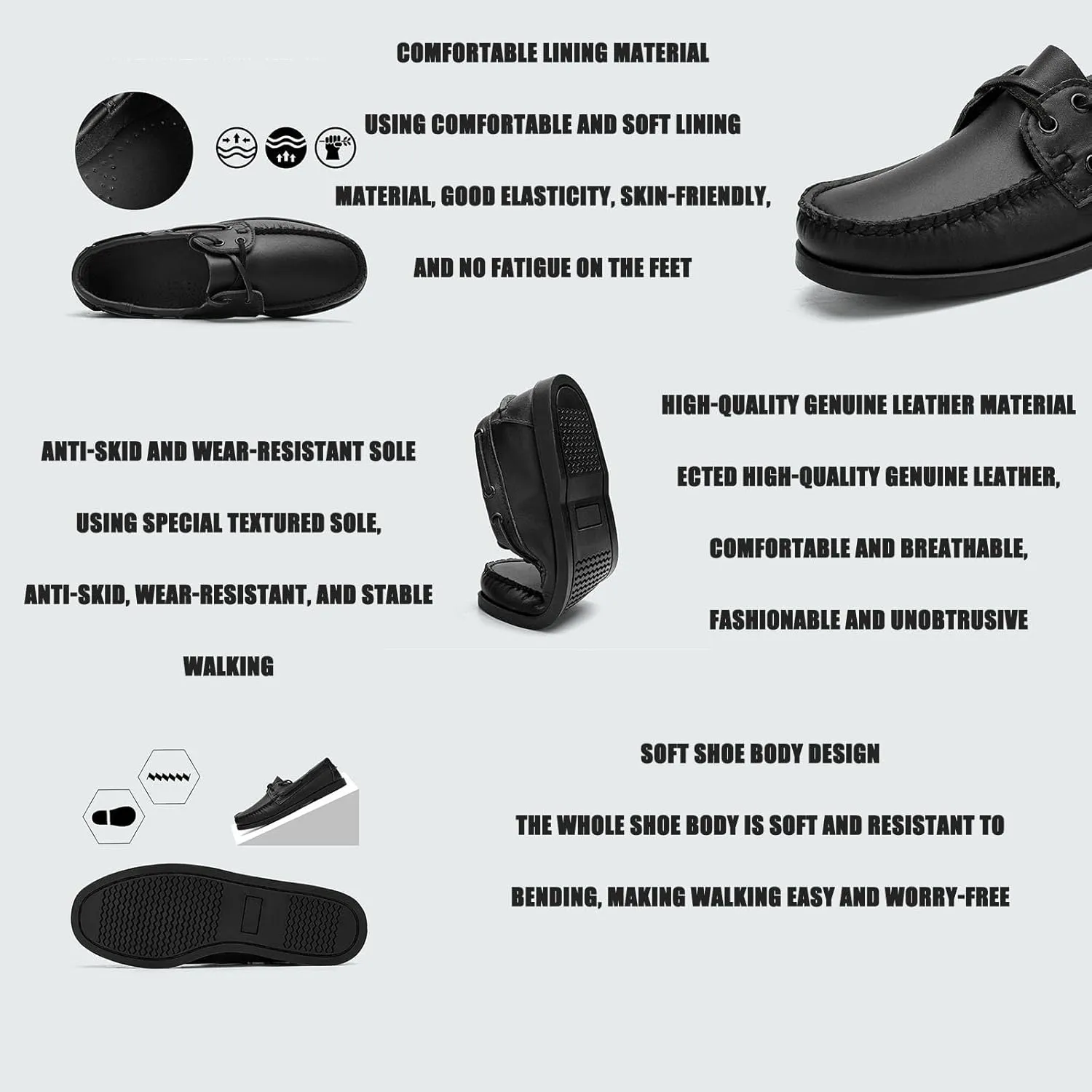 Men's Genuine Leather 2 Eye Flat Penny Loafers Oxford Breathable Slip On Closed Round Wide Toe Soft Sole Light Weight Boat Shoes Comfortable and Non-Slip Casual Driving Walking Shoes