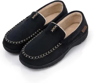 Men's Moccasin House Slippers - Memory Foam Indoor Outdoor Shoes Breathable Slip-on Loafers
