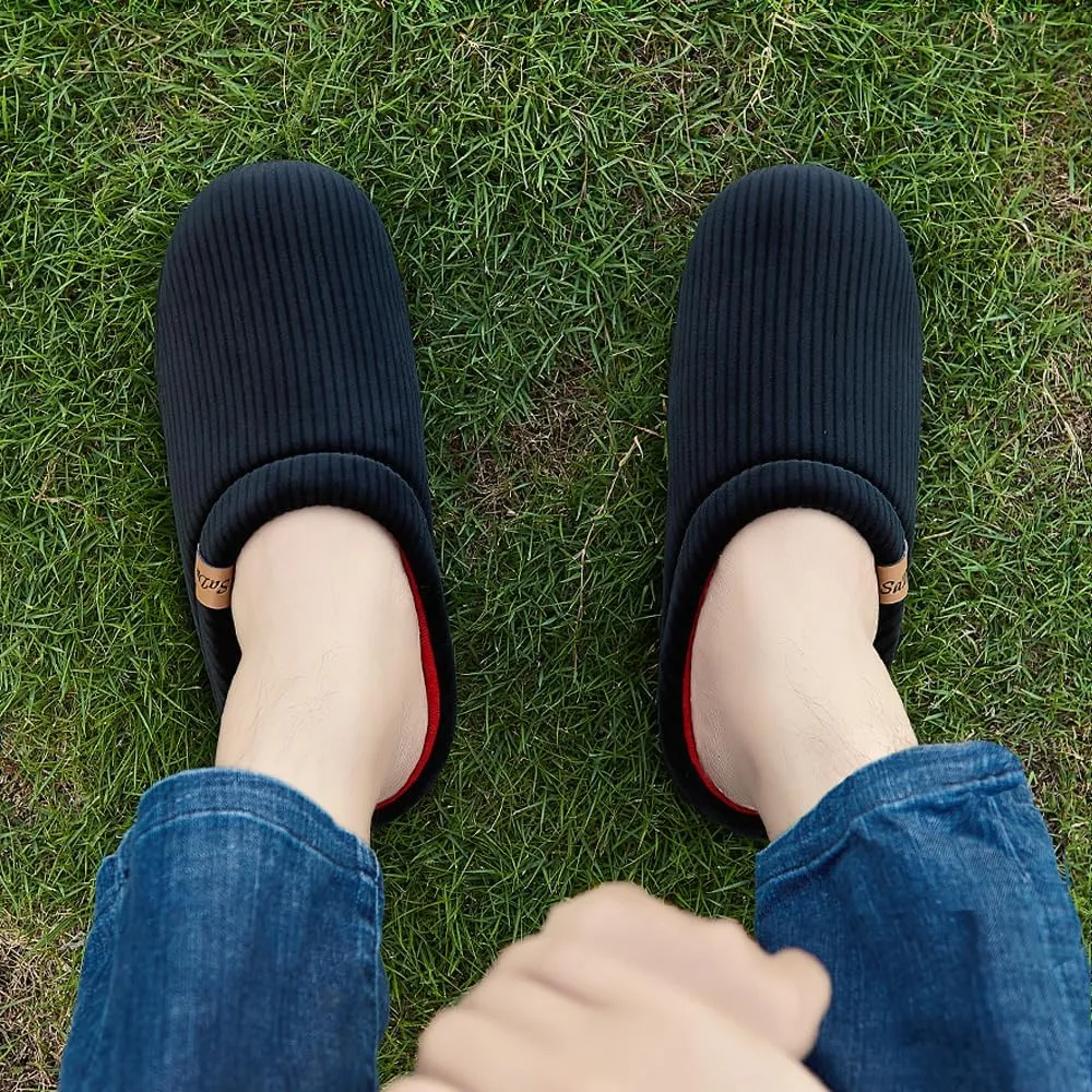 Men's Two-Tone Slippers with Arch Support Slip-On Warm House Shoes Cozy Memory Foam Indoor/Outdoor Breathable Slipper